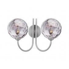 JARED 2 Light Wall Light | Satin Nickel & Smoked Dimpled Glass