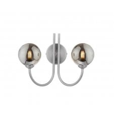 JARED 2 Light Wall Light | Satin Nickel & Smoked Glass