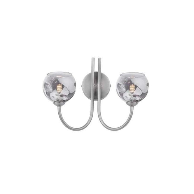 Jared 2 Light Wall Light in Satin Nickel with Smoked Organic Glass
