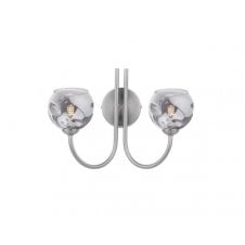 JARED 2 Light Wall Light | Satin Nickel & Smoked Organic Glass