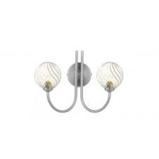 JARED 2 Light Wall Light finished in Satin Nickel with Twisted Closed Glass