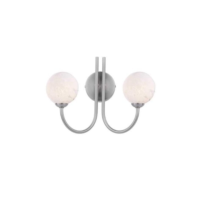 Jared 2 Light Wall Light in Satin Nickel with White Confetti Glass