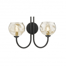 JARED 2 Light Wall Light Matt Black with Champagne Organic Glass Shades