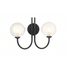 JARED 2 Light Wall Light Matt Black with Clear and Opal Glass Globe Shades