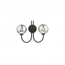 JARED 2 Light Wall Light Matt Black with Smoked Glass Globe Shades