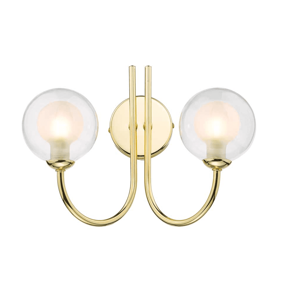 Jared 2 Light Wall Light | Polished Gold With Clear & Opal Glass