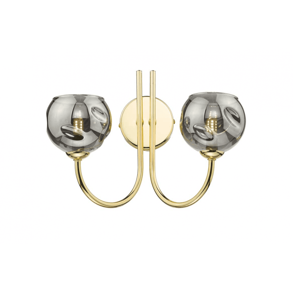 Jared 2 Light Wall Light | Polished Gold With Smoked Organic Glass