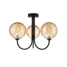 Jared 3 Light Semi Flush | Matt Black & Champagne Dimpled Glass