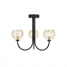 Jared 3 Light Semi Flush | Matt Black & Champagne Organic Glass