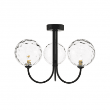 Jared 3 Light Semi Flush | Matt Black & Clear Dimpled Glass