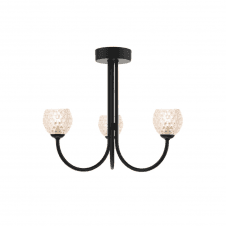 Jared 3 Light Semi Flush | Matt Black & Dimpled Glass