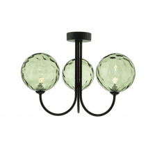 Jared 3 Light Semi Flush | Matt Black & Green Dimpled Glass