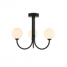 Jared 3 Light Semi Flush | Matt Black & Opal Glass