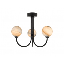Jared 3 Light Semi Flush | Matt Black & Planet Glass (Large)