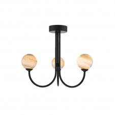Jared 3 Light Semi Flush | Matt Black & Planet Glass (Small)