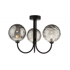 Jared 3 Light Semi Flush | Matt Black & Smoked Dimpled Glass