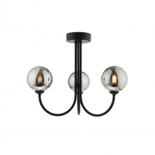 Jared 3 Light Semi Flush | Matt Black & Smoked Glass