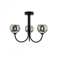 Jared 3 Light Semi Flush | Matt Black & Smoked Organic Glass