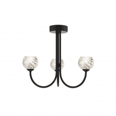 Jared 3 Light Semi Flush | Matt Black & Twisted Open Glass