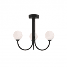 Jared 3 Light Semi Flush | Matt Black & White Confetti Glass