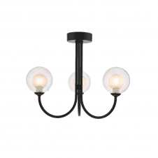 Jared 3 Light Semi Flush | Matt Black & With Clear & Opal Glass