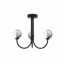 Jared 3 Light Semi Flush | Matt Black With Smoked & Clear Ribbed Glass