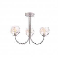JARED 3 Light Semi-Flush | Satin Nickel & Champagne Organic Glass