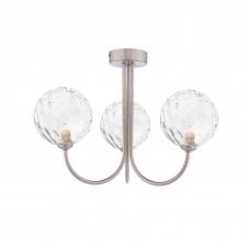 JARED 3 Light Semi-Flush | Satin Nickel & Clear Dimpled Glass
