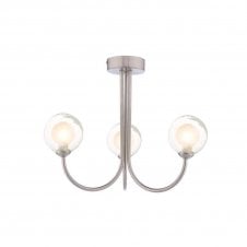 JARED 3 Light Semi-Flush | Satin Nickel & Clear Opal Glass