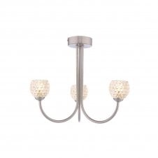 JARED 3 Light Semi-Flush | Satin Nickel & Dimpled Glass