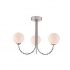 JARED 3 Light Semi-Flush | Satin Nickel & Opal Glass