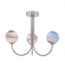 JARED 3 Light Semi-Flush | Satin Nickel & Planet Glass (10cm)