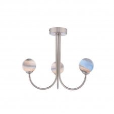 JARED 3 Light Semi-Flush | Satin Nickel & Planet Glass (8cm)