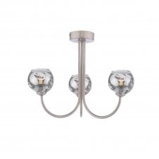 JARED 3 Light Semi-Flush | Satin Nickel & Smoked Organic Glass