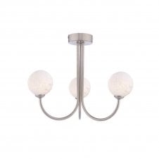 JARED 3 Light Semi-Flush | Satin Nickel & White Confetti Glass