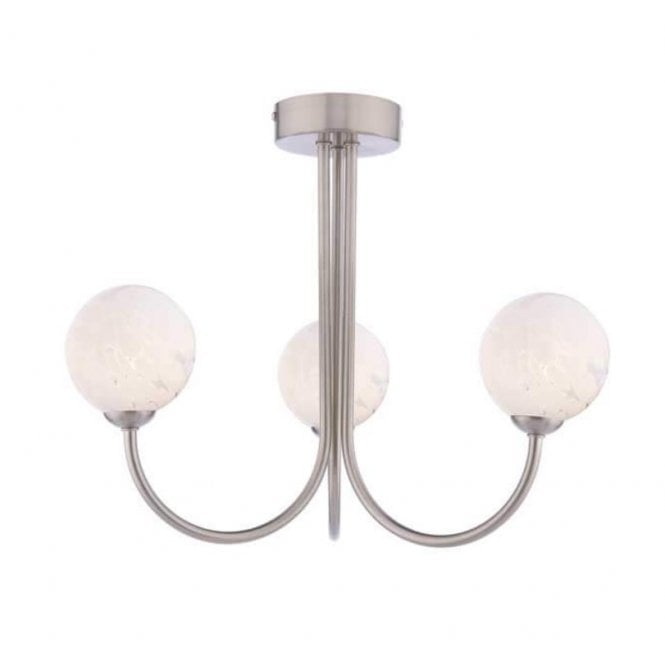 JARED 3 Light Semi-Flush | Satin Nickel & White Confetti Glass