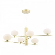 JASPER Mid Century Inspired Ceiling Pendant in Satin Gold and Opal Glass