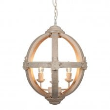 Hand carved wood ceiling pendant