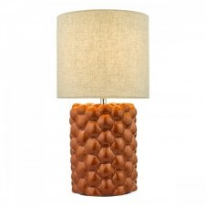 JAYDEN Ceramic Table Lamp in Orange Glaze With Cream Shade