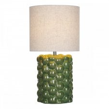 JAYDEN Table Lamp |  Bobble Surface Green with Reactive Glaze | Linen Shade