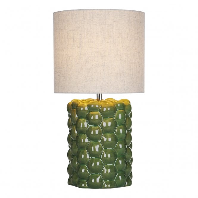 JAYDEN Table Lamp |  Bobble Surface Green with Reactive Glaze | Linen Shade