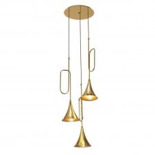 JAZZ Cluster Pendant Light, 44cm Round, 3 x E27 (Max 20W), Polished Gold