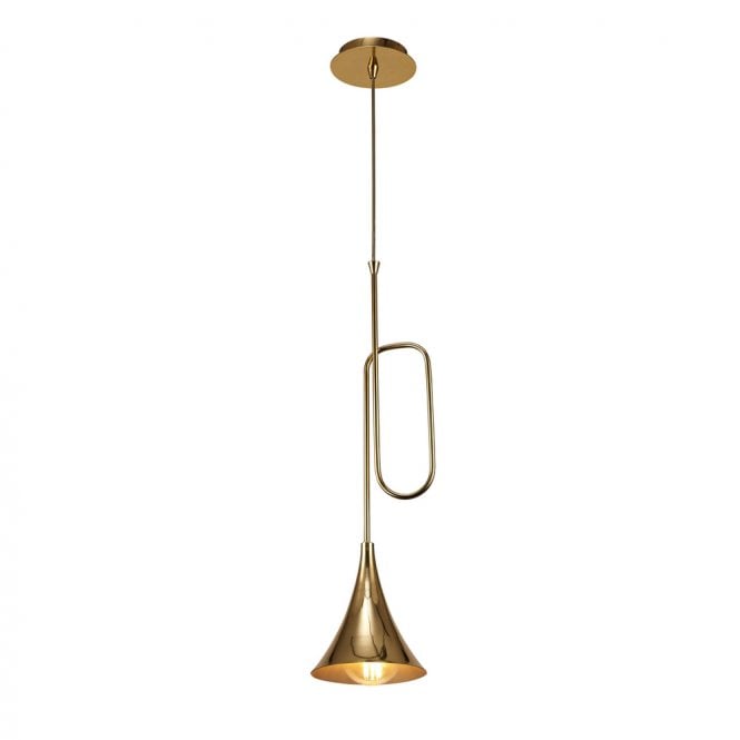 JAZZ Trombone Pendant, 1 x E27 (Max 20W), Polished Gold