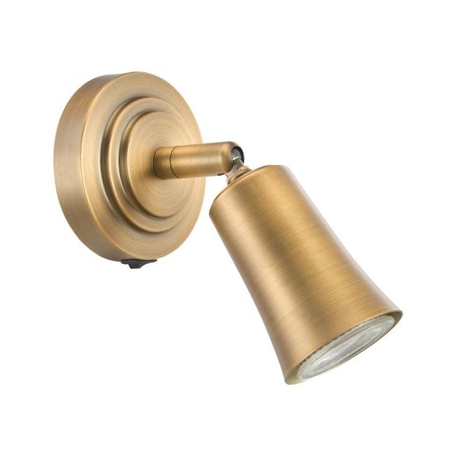 Jedrek Single Spotlight Wall Light Aged Brass