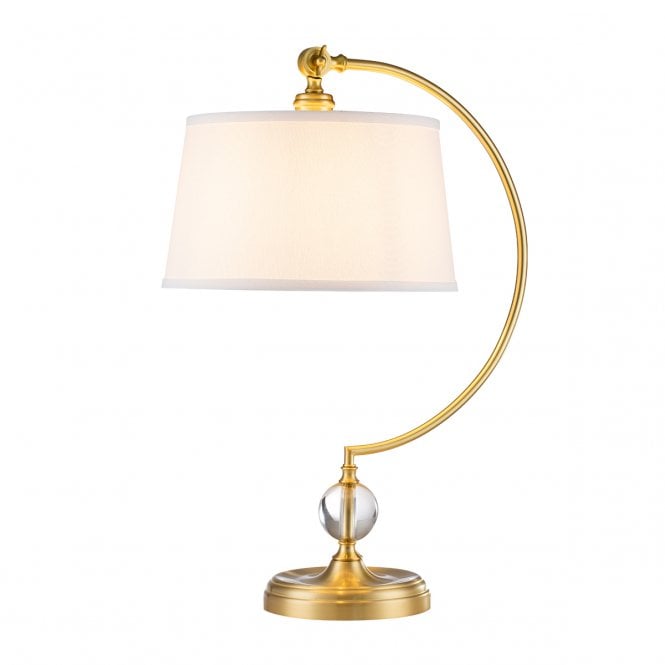 JENKINS Brushed Brass Table Lamp With Cream Shade.