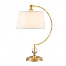 JENKINS Brushed Brass Table Lamp With Cream Shade.