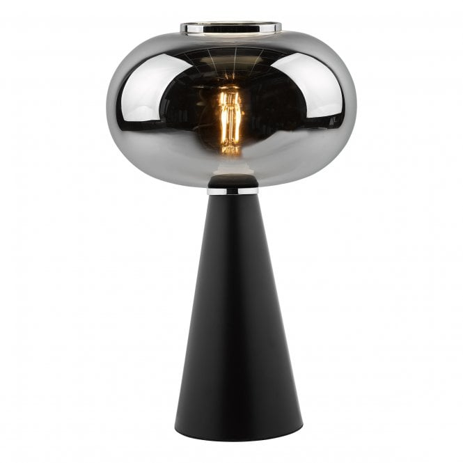 JENSEN Table Lamp in Satin Black with Smoked Glass Shade