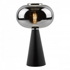 JENSEN Table Lamp in Satin Black with Smoked Glass Shade