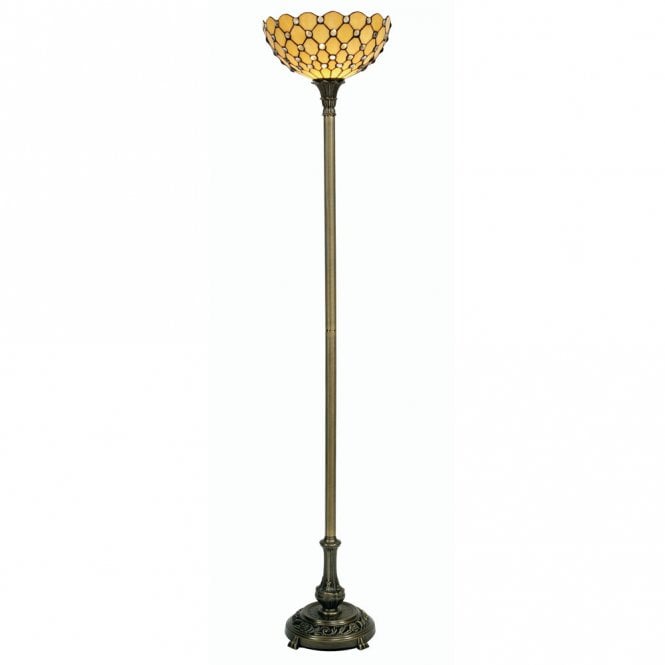 JEWEL Tiffany Floor Lamp in Antique Brass