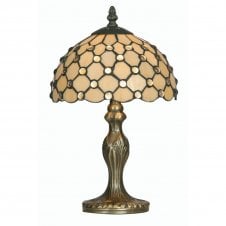 JEWEL Tiffany Table Lamp in Antique Brass